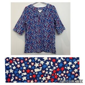 Vineyard Vines Girls Linen Blend Patriotic Stars and Whales Tunic Size XS